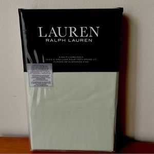 Lauren Ralph Lauren Sloane Two King Pillowcases Anti microbial Green Cotton